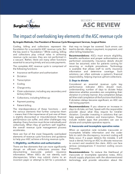 The Impact of Overlooking Key Elements of the ASC Revenue Cycle